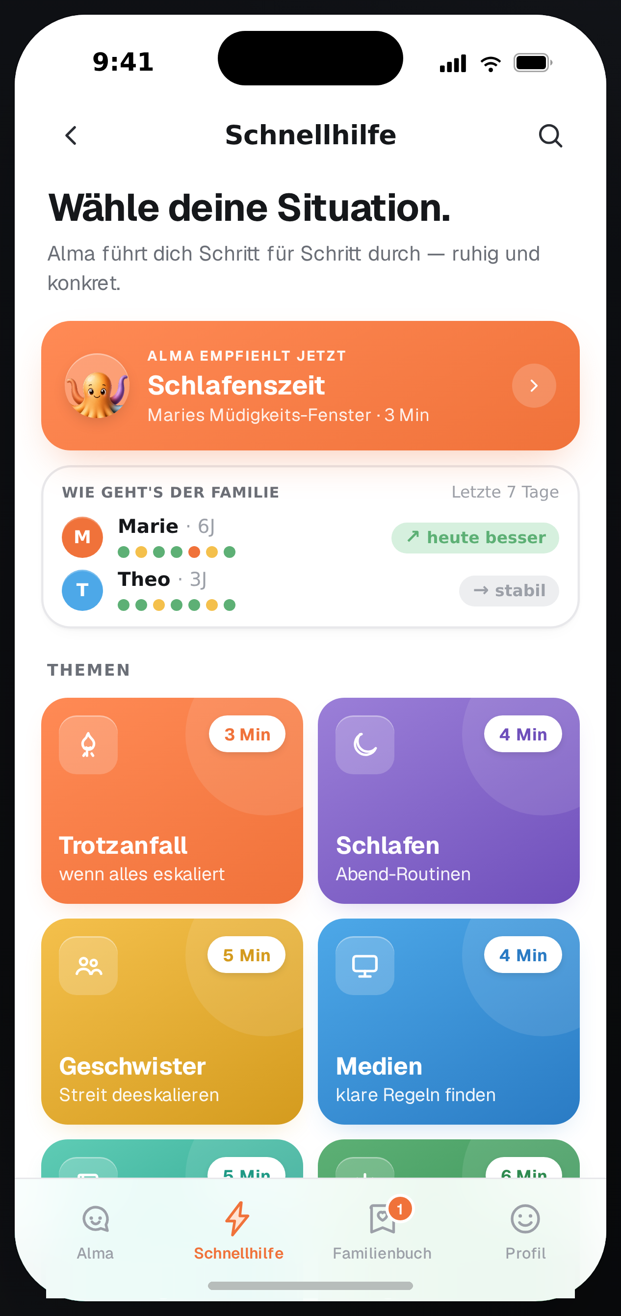 Alma Schnellhilfe – Situation wählen